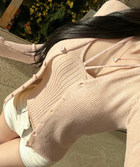 한국 동대문 몸매 가꾸기 슬림해 보이는 섹시함 핫걸 순수한 욕망 바람 조끼 오픈 가디건 니트 투피스 슈트 맨위 여성