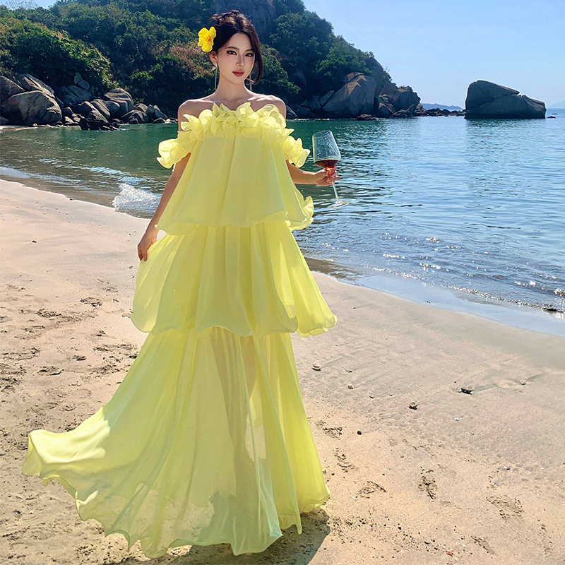 프랑스식 빛 웨딩 드레스 오프숄더 슈퍼 요정 공주 바람 고급 빛 럭셔리 작은 대중 진행 공연 이브닝 드레스 아침 로브 예복