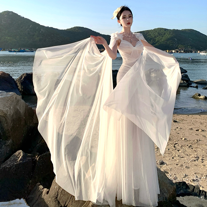 디자인 센스 무거운 작업 플리츠 드레스 그리스 센스 우아한 아침 로브 party 빛 예복