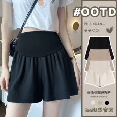 孕妇短裤夏季外穿薄款休闲夏天托腹雪纺西装阔腿三分短裤安全裤子