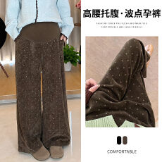 批发天丝雪尼尔~秋冬孕妇<b class='q'>裤</b><b class='q'>大码</b>可穿加厚复古波点<b class='q'>裤</b>时尚休闲宽松