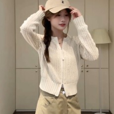 批发米色针织开衫<b class='q'>外套</b>女装秋季2025新款慵懒风宽松吊带外搭罩衫上衣夏