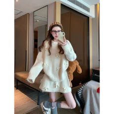 批发韩系一整套深冬穿搭毛衣套装女2025新款重工蝴蝶结针织短裙两件套