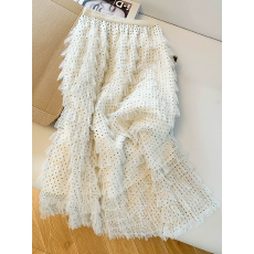 批发<b class='q'>品牌</b><b class='q'>折扣</b>秋冬季新款法式甜美蕾丝拼接荷叶边波点网纱仙女蛋糕裙女