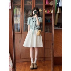 批发田园风清纯针织短袖<b class='q'>T</b><b class='q'>恤</b>女2026夏季搭配花苞半身裙小个子两件套<b class='q'>装</b>