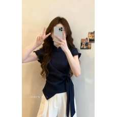 批发新中式气质盘扣立领<b class='q'>衬衫</b>女装2026夏季新款时尚掐腰绑带巨好看上衣