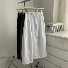 批发拼接花苞气球裙女时髦<b class='q'>复古</b>抽绳高腰中长款半身裙春夏薄款工装裙子