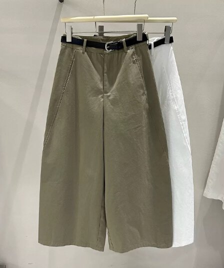 한국 스타일 모통이 칼 캐주얼 바지 여성 가을 새로운 작은 키 루즈핏 슬림해 보이는 와이드 레그 팬츠 어린이