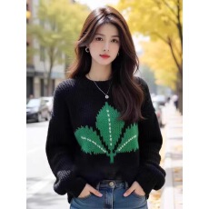 批发<b class='q'>高端</b>欧货宽松圆领长袖毛衣女甜美软糯超好看针织衫温柔系羊绒上衣