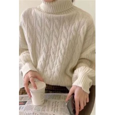 批发慵懒风高领毛衣女内搭秋冬季宽松外穿复古<b class='q'>日系</b>加厚软糯打底针织衫