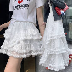 批发实拍不规则蕾丝半身裙女新款a字纱裙甜美蓬蓬蛋糕<b class='q'>长裙</b>短裙