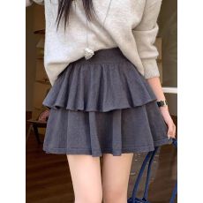 批发黑色蓬蓬短<b class='q'>裙</b>女秋冬毛呢针织<b class='q'>半身裙</b>2025新款松紧高腰显瘦a<b class='q'>字</b>半<b class='q'>裙</b>
