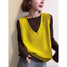 批发两件套女V领无袖针织背心<b class='q'>马甲</b>圆领长袖打底衫秋季新款时尚上衣潮