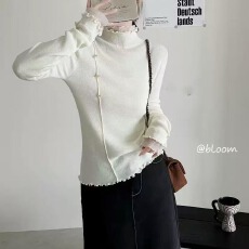 批发木耳半<b class='q'>高领</b>一根筋H小标细羊毛针织衫女韩版时尚假两件秋冬<b class='q'>打底衫</b>