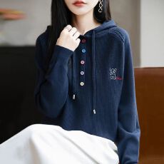 批发早秋连帽卫衣针织打底衫女2025新款春秋内搭上衣洋气<b class='q'>大码</b>女装毛衣