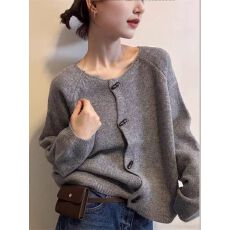 批发牛角扣细羊毛针织开衫女<b class='q'>欧洲站</b>2025秋装新款欧货女装毛衣短外套潮