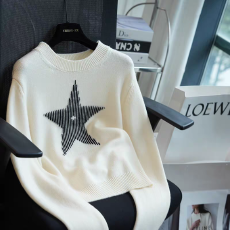 批发五角星松弛感绵羊毛圆领针织衫女毛衣外穿上衣秋冬季