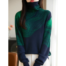 批发高领厚款撞色提花针织<b class='q'>打底衫</b>女2025新款洋气<b class='q'>大码</b>女装上衣秋冬毛衣