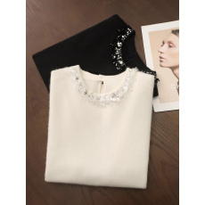 批发钉珠设计感慵懒风时尚毛衣<b class='q'>针织衫</b>舒适别致上衣女法式通勤长袖休闲