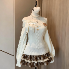 批发原创秋冬古早vintage毛衣奈奈风早秋学院风兔耳套头收腰针织衫<b class='q'>女</b>