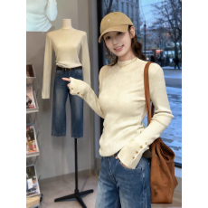 秋冬2025新款修身打底衫女内搭半高领毛衣高级感修身长袖针织上衣