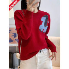 批发2025冬<b class='q'>装</b>小马刺绣羊绒衫女100纯羊绒童趣减龄针织毛衣