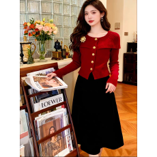 批发小香风翻领气质假两件针织衫女装2025秋冬新款女神范高级毛衣上衣