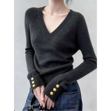 批发复古高级感软糯V领<b class='q'>针织</b>衫女秋冬超好看独特别致修身显瘦内搭<b class='q'>上衣</b>