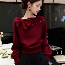 批发2025冬季新款蝴蝶结独特洋气减龄毛<b class='q'>针织</b>衫女气质宽松显瘦高级<b class='q'>上衣</b>