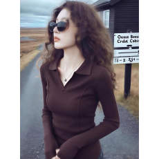 批发独特超好看Polo领针织<b class='q'>衫</b><b class='q'>毛</b>衣女款2025新款冬季修身内搭打底<b class='q'>衫</b>上衣