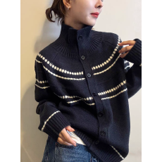 批发复古提花高领羊绒针织<b class='q'>开衫</b>女欧洲站2025冬装新款欧货女装短外套潮