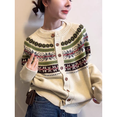 批发费尔岛提花羊毛针织开衫女<b class='q'>欧洲站</b>2025冬装<b class='q'>新款</b>欧货女装毛衣外套潮