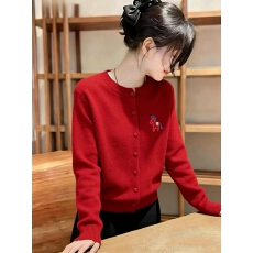 批发韩版小马装饰软糯长袖<b class='q'>针织</b>衫<b class='q'>开衫</b>毛衣女2026早春新款洋气宽松上衣