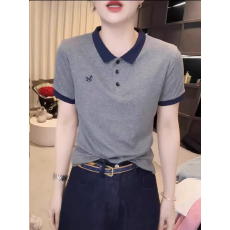 批发短袖polo衫女装夏新款修身宽松正肩翻领t恤女休闲体恤打底上衣ins