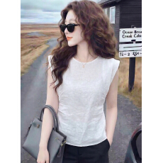 批发杭州四季青高端爆款~白色背心女<b class='q'>新款</b>夏季日系小众小飞袖上衣