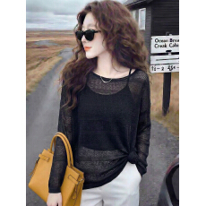 批发设计感小众宽松显瘦黑色防晒衣不含内搭女夏季镂空<b class='q'>时尚</b>薄款