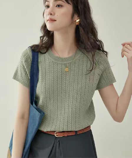 여름 새로운 라운드 넥 싱글 줄 버튼 패션 자수 만화 연령 감소 아마 얼음 실크 니트 조끼 여자 조끼