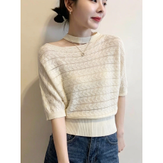 别致露肩短袖针织衫T恤2026夏季大码女装胖mm减龄百搭巨显瘦上衣