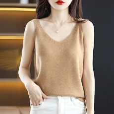 批发一线成衣吊带背心女针织<b class='q'>宽松</b>v领套头内搭夏季羊绒打底衫