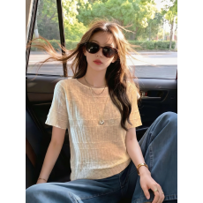 批发欧洲站2026夏季新款欧货一字领短袖t恤<b class='q'>女</b>休闲气质百搭针织上衣潮