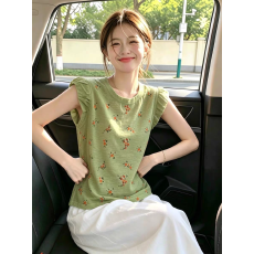 批发超好看圆领冰丝针织衫女款2026新款夏季时尚洋气百搭无袖<b class='q'>背心</b>上衣
