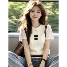 自留款推荐~撞色条纹圆领针织背心女夏季新款巨好看甜美独特上衣