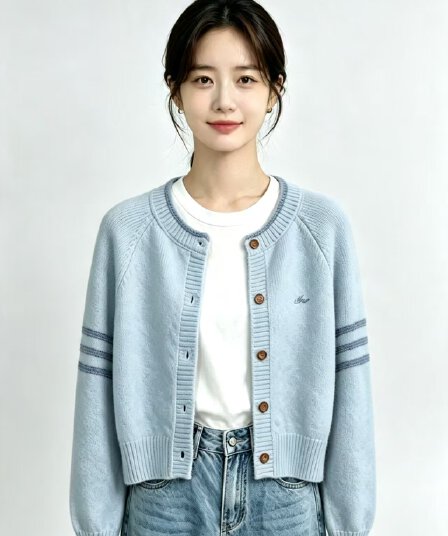 한국 스타일 미니멀리즘 배색 스트라이프 긴팔 니트 오픈 가디건 여성 가을 새로운 라운드 넥 싱글 줄 버튼 슬림해 보이는