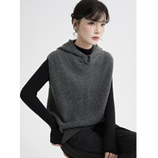 批发连帽针织<b class='q'>马甲</b>背心女春秋2026新款复古高级叠穿无袖毛衣