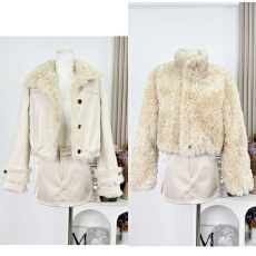 批发titi小姐姐【奶绒软梦】<b class='q'>皮草</b>女冬宽松两面穿米色<b class='q'>短款</b>保暖毛毛外套