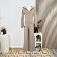 批发极简从绒套装」仿貂绒双面<b class='q'>针织</b><b class='q'>开衫</b>+直筒长裤女