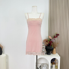 批发DFAY 贴身小甜品 柔软<b class='q'>莫代尔</b>内搭睡裙气质蕾丝<b class='q'>吊带</b>连衣裙女秋冬季