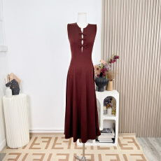 批发woppei  新中式感简约绵羊毛针织<b class='q'>伞</b><b class='q'>裙</b>秋冬新款优雅气质连衣<b class='q'>裙</b>女