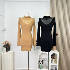 批发M900针织长袖连衣裙女2025年秋<b class='q'>冬</b>新款修身显瘦高领气质辣妹包臀裙