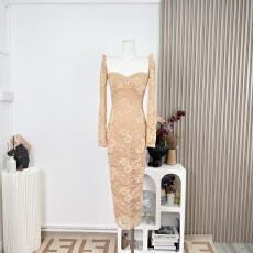 批发WW定制 收腰法式包臀<b class='q'>连衣裙</b>蕾丝气质性感修身纯欲风收腰A字长裙子